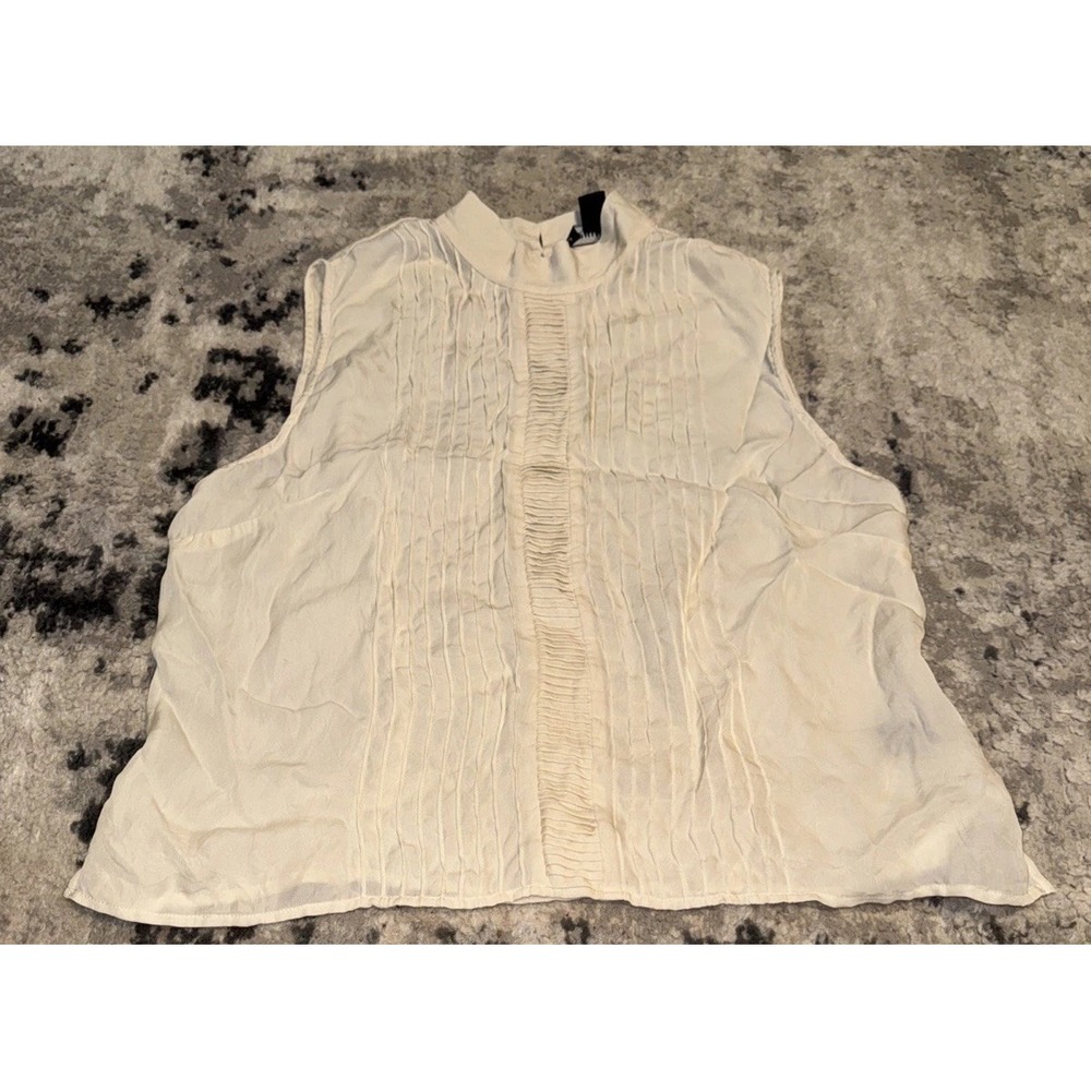 Josephine Chaus 100% Silk Ivory Sleeveless Shell Blouse Shirt Sz 14 Womens